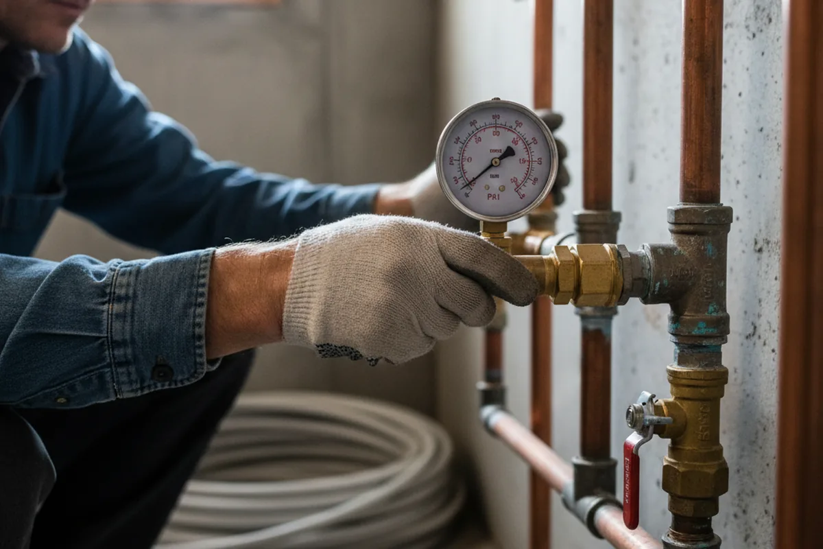 Pressure testing a repaired line during Water Line Repair in Chestnutridge